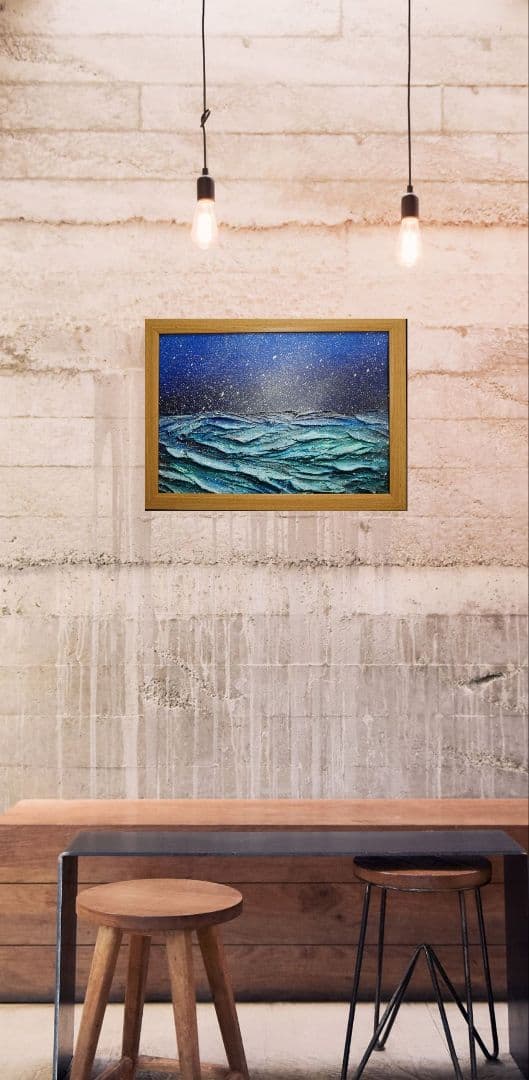 油絵 絵画 【吹雪の海】