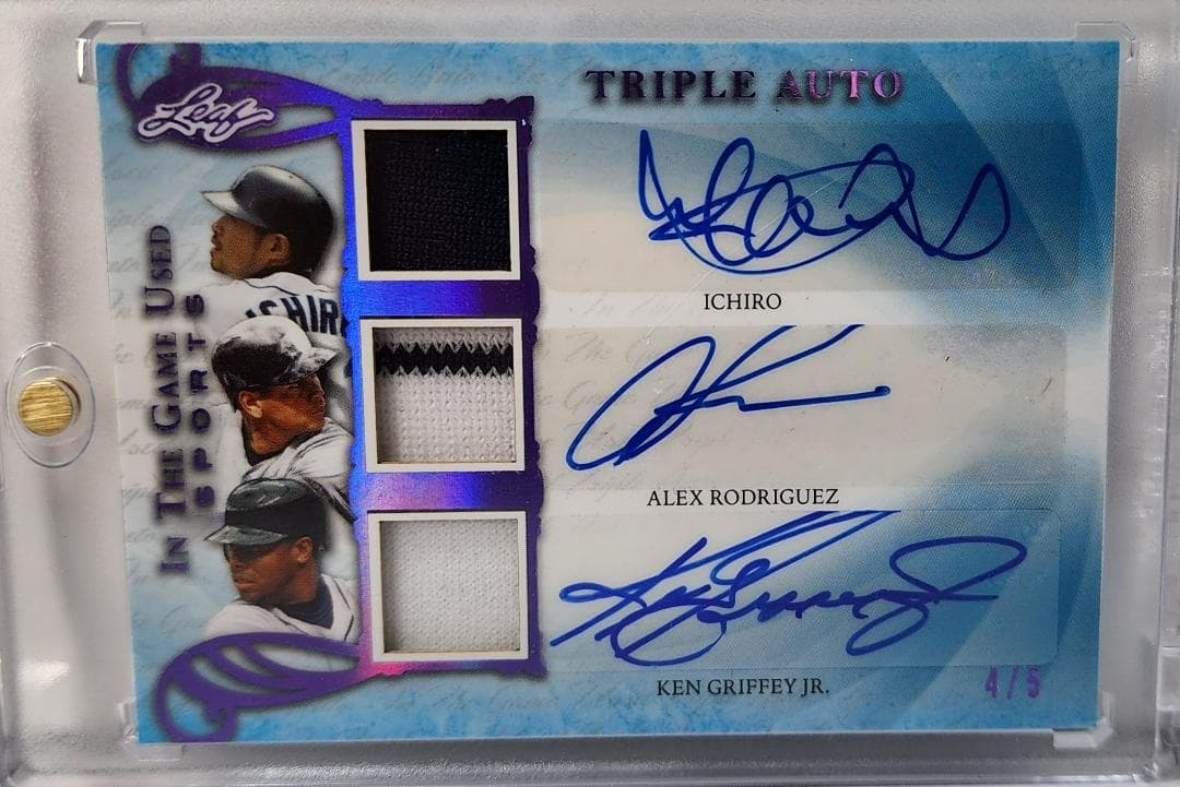 イチロー、ケン・グリフィーJr、アレックス・ロドリゲス 5枚限定直筆サインカード