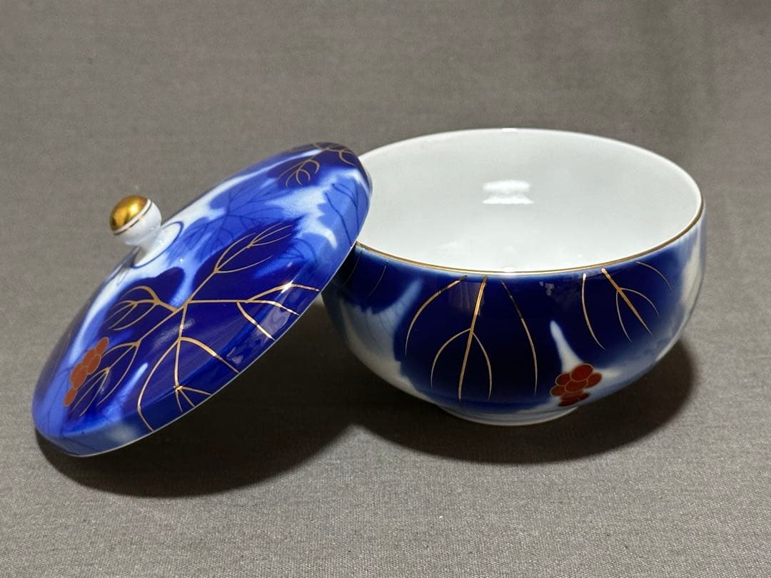 有田焼 深川製磁 染錦葡萄 茶器揃（急須、蓋付き湯呑み，湯冷まし）