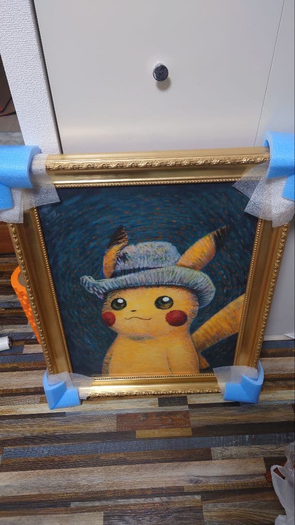 ゴッホピカチュウキャンバスアート金枠　Mサイズ　65cm×50cm