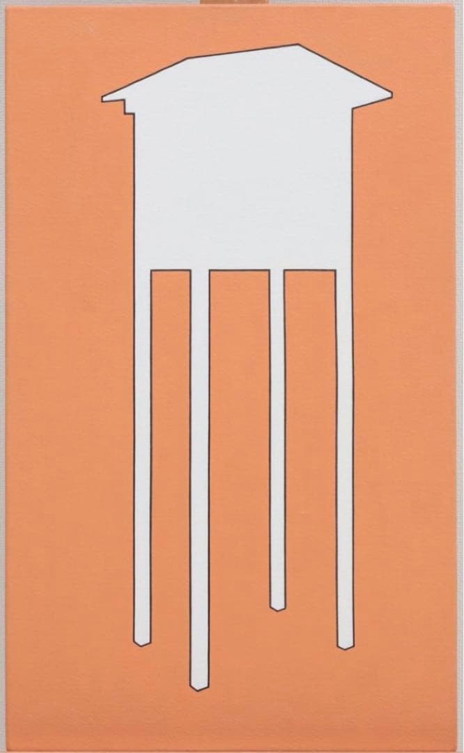 柚口康二 ポップ・アート キャンバス アクリル画 「百葉箱」　約45×27cm