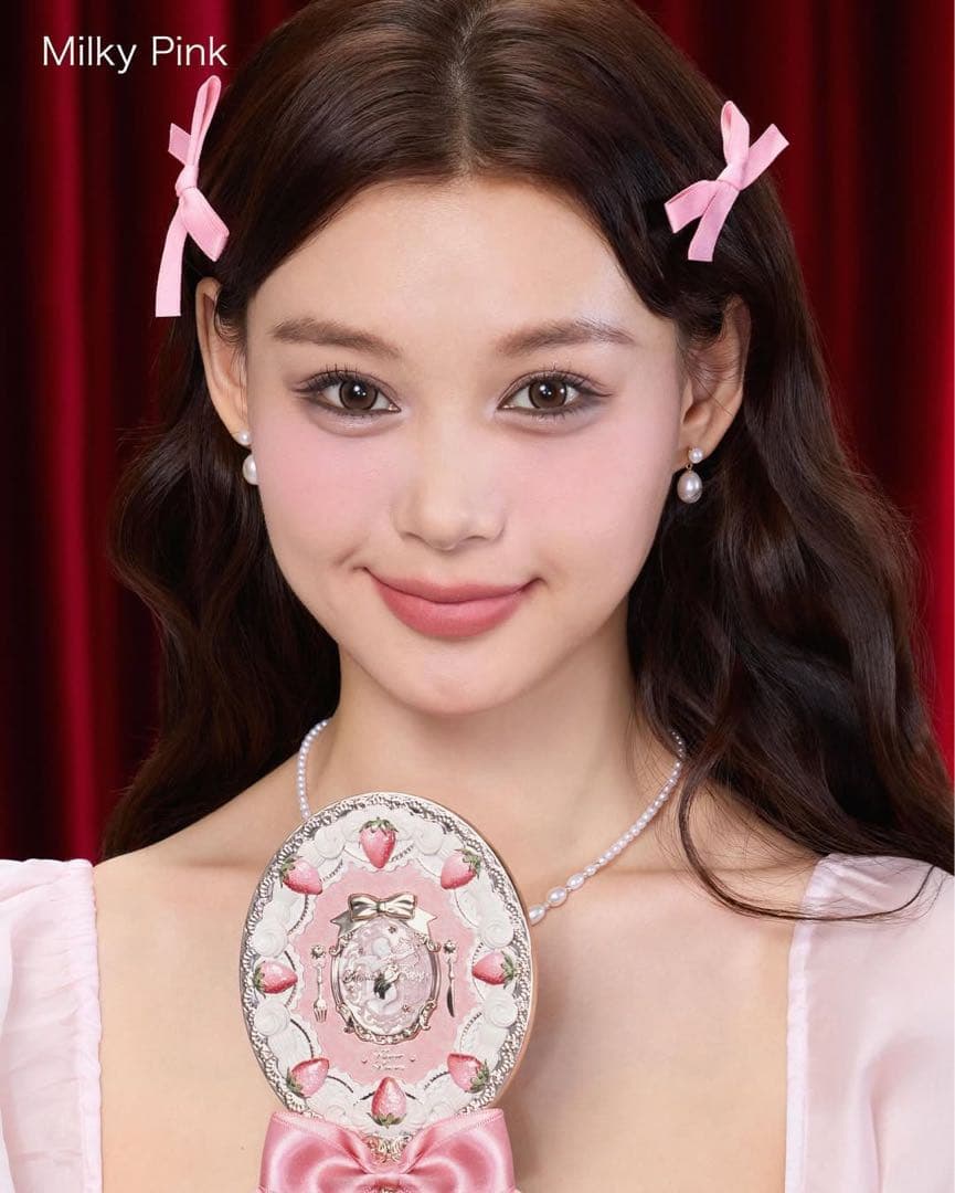 【5点セット】フラワーノーズ　ストロベリーキューピッドハンドミラー＆ヘアクリップ