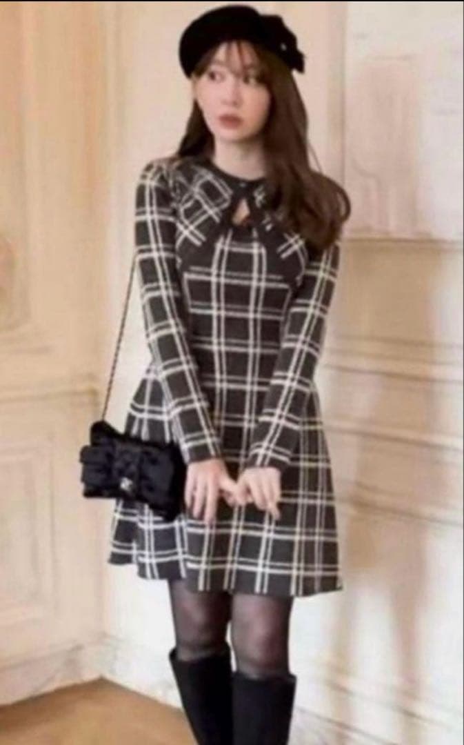 ワンピース Her lip to Pantheon Checked Knit Dress