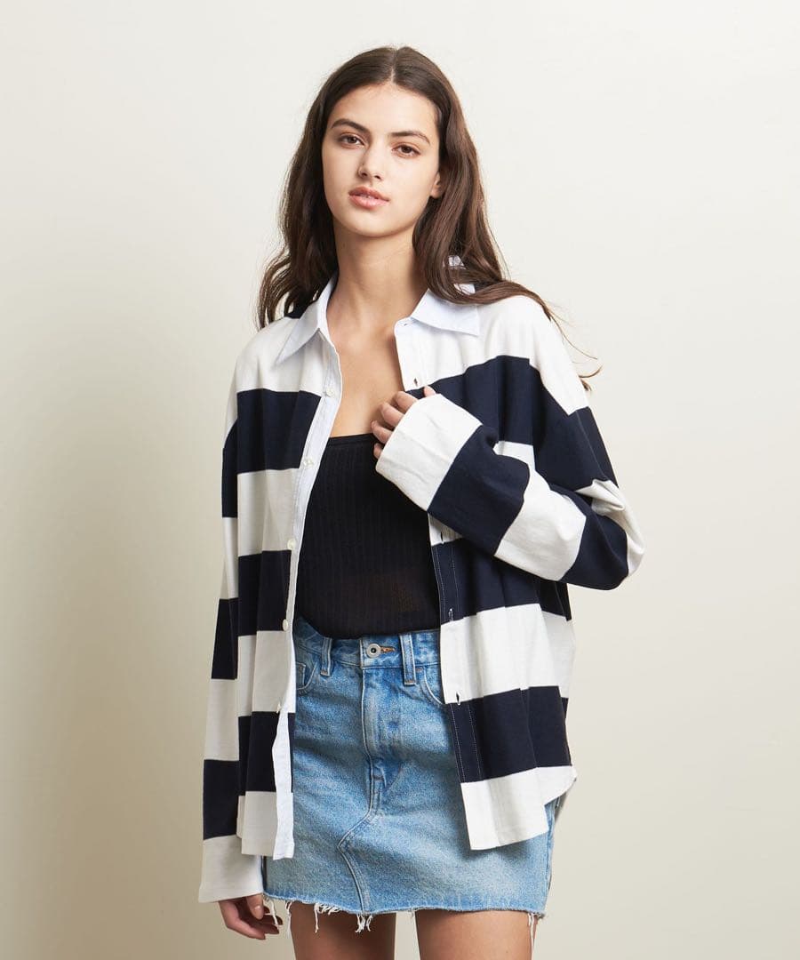 ＜ATTISESSION＞コットン ビッグ ラグビー シャツ