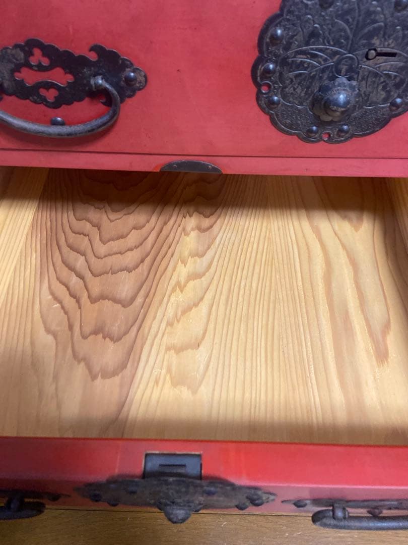アンティーク和箪笥　朱色　赤家具