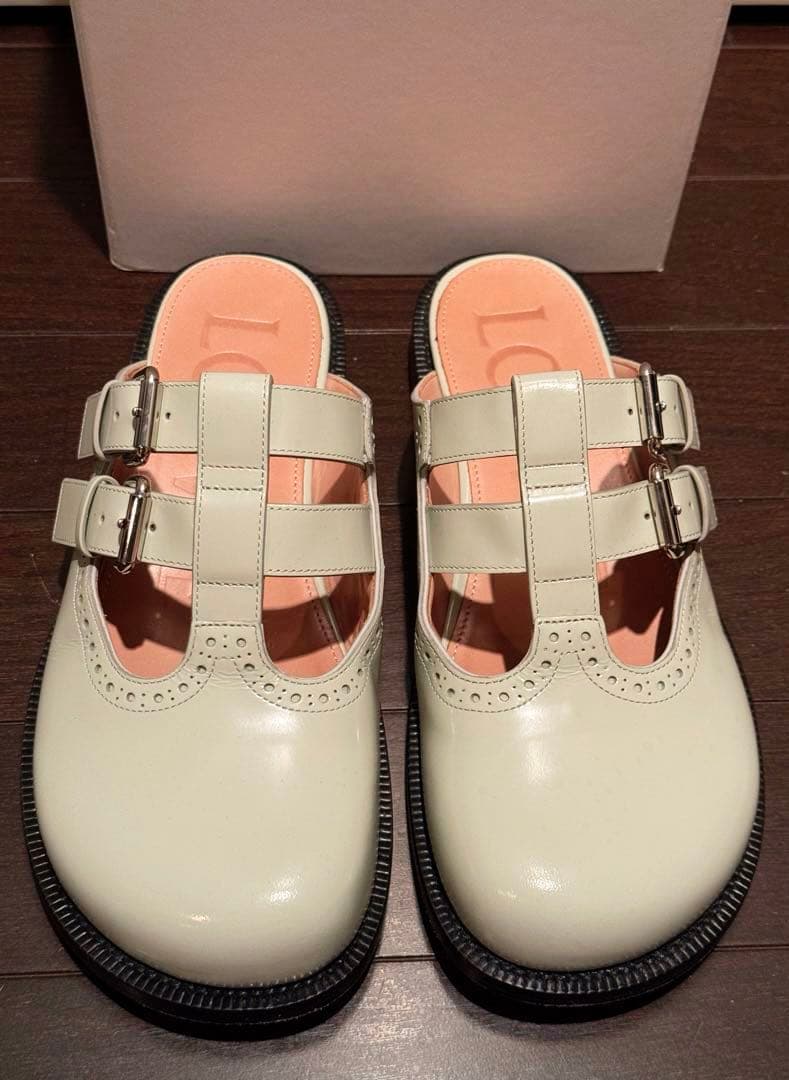 LOEWE メリージェーンミュール（38サイズ、ピスタチオ色）