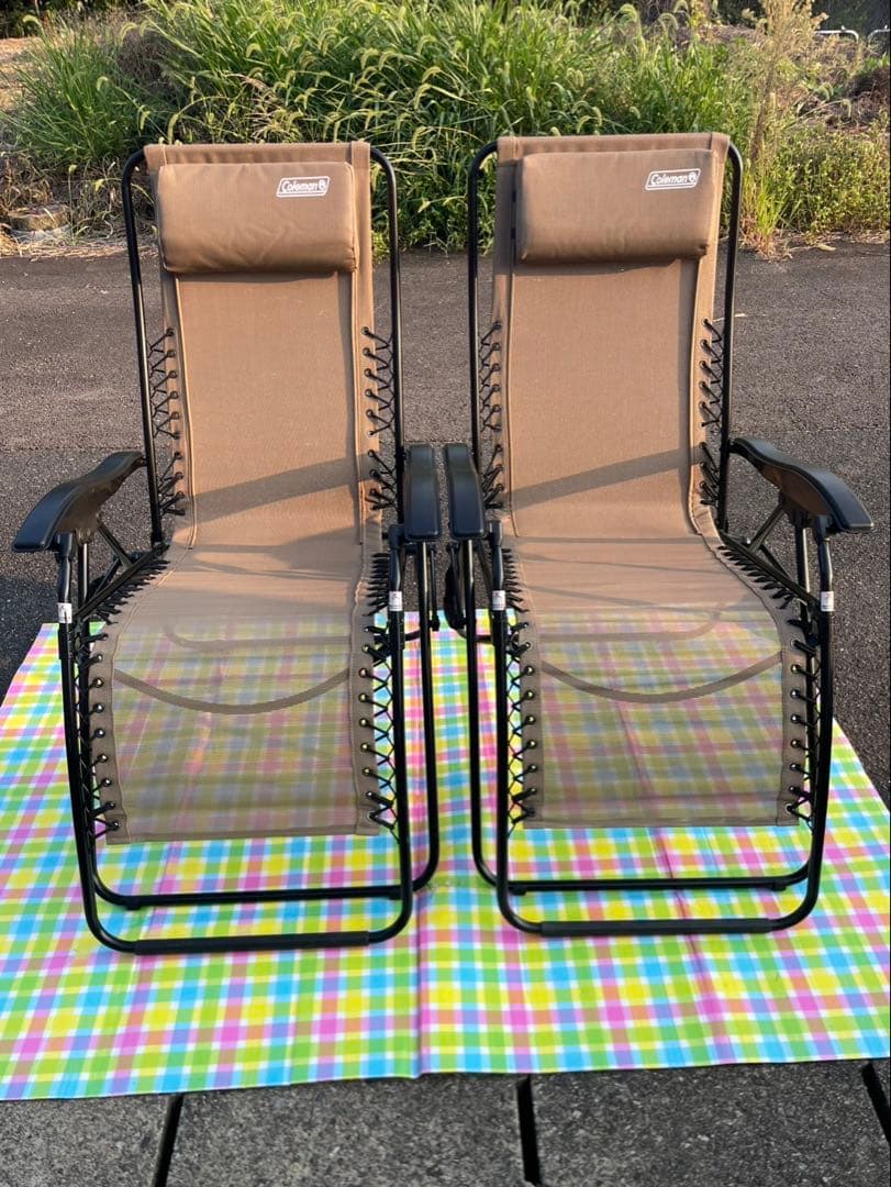 送料込みColeman コールマン　リクライニングチェア 2脚セット ベージュ