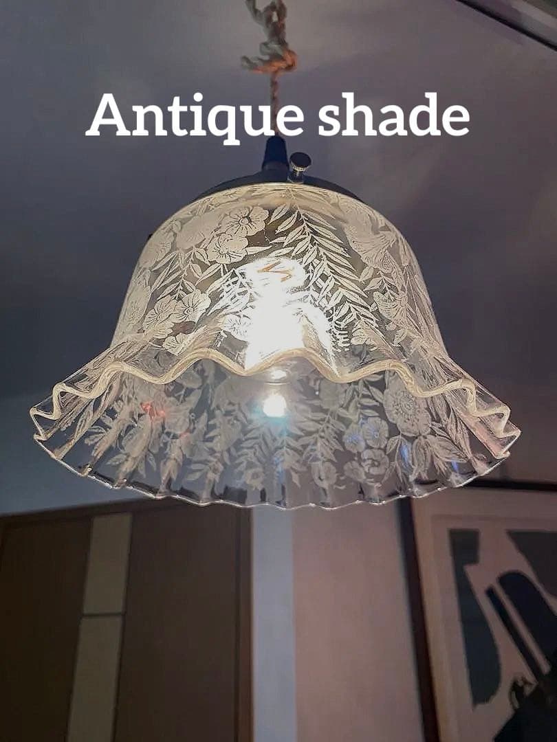 アンティーク　ビクトリアン　ガス燈　ガラスシェード　ペンダントライト灯具付き