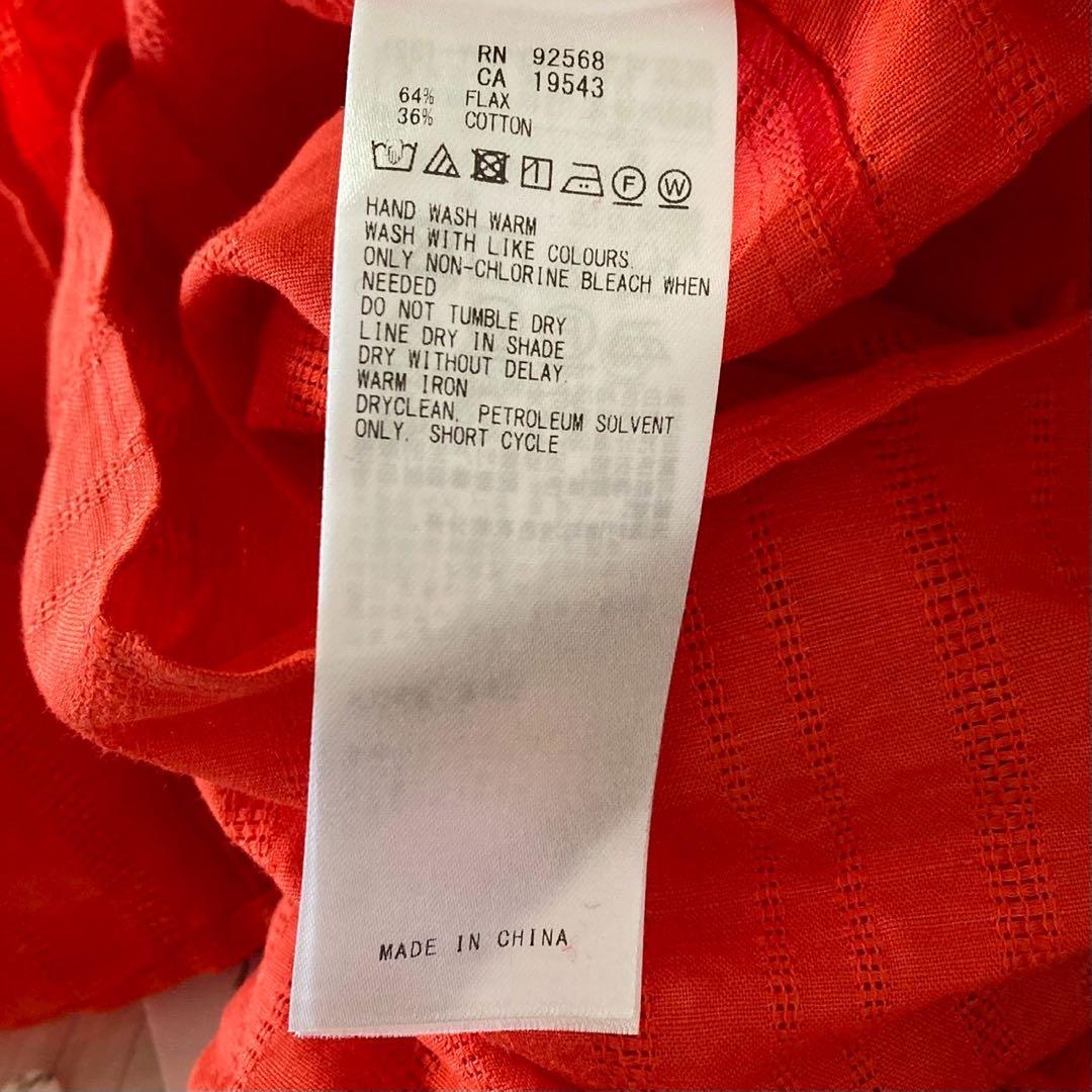 新品未使用 23区 ニジュウサンク シャツ L相当 赤 スタンドカラー 長袖