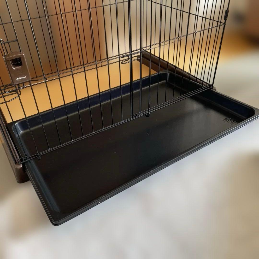 リッチェル/ペットゲージ/屋根・カバー付き/ブラウン
