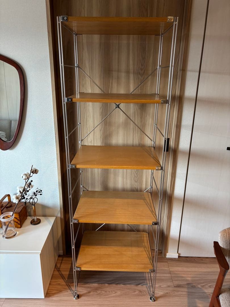 無印 ステンレスユニットシェルフ　タモ材棚セット　大　中古