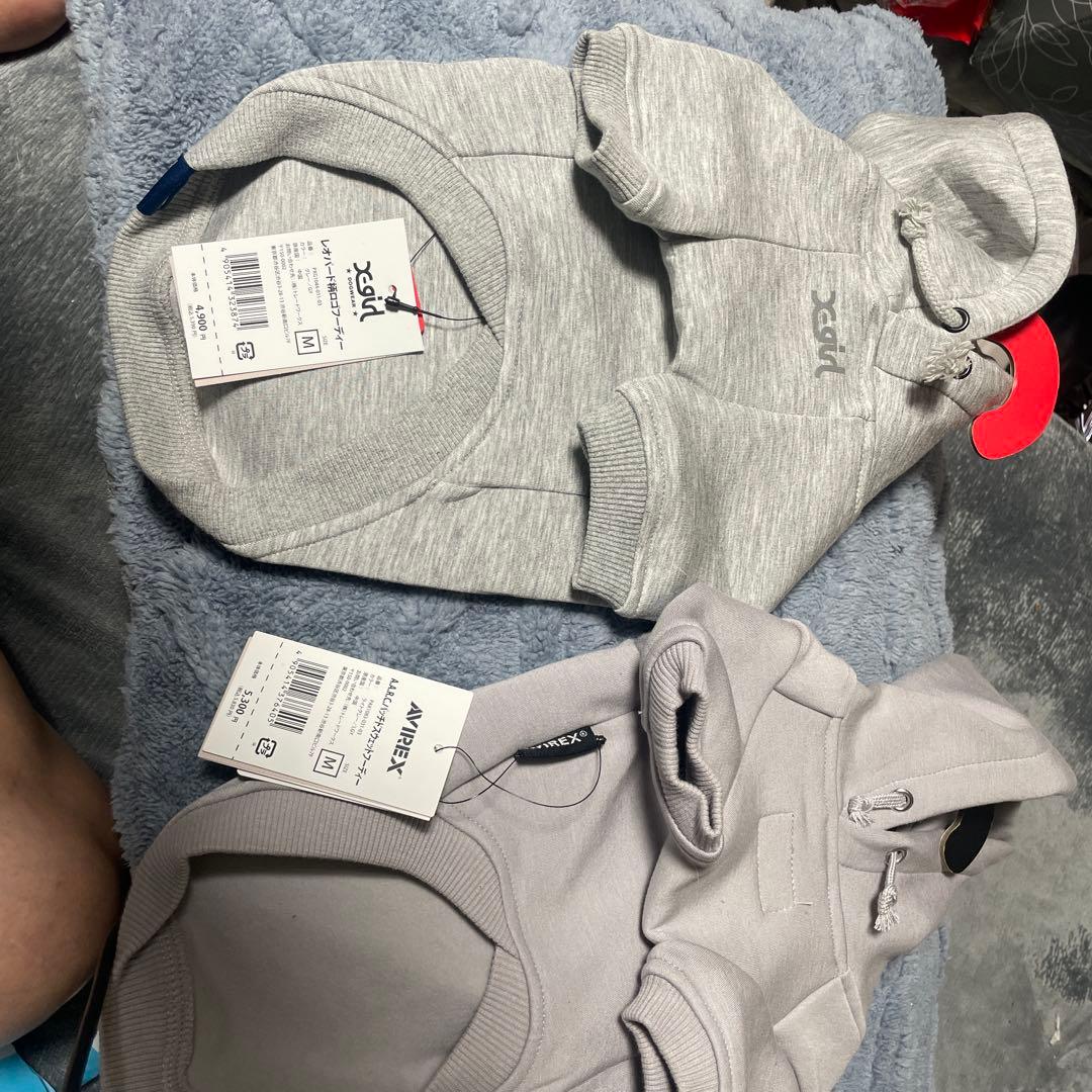 AVIREX、エックスガールグレー犬服 Mサイズフード付き