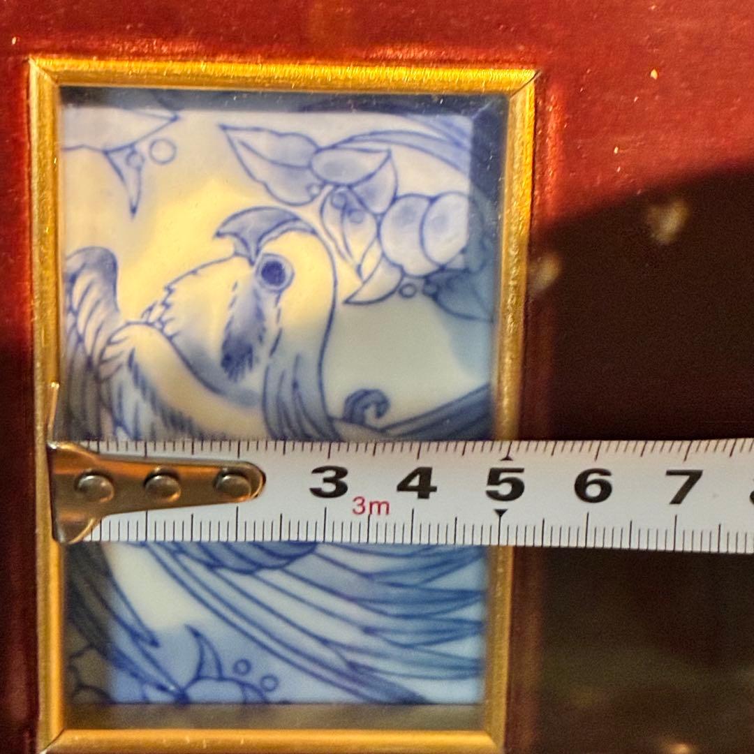 【深川製磁】染付花鳥図 川浪筍谷 深川製磁染付 陶額 額装 有田焼 陶板画
