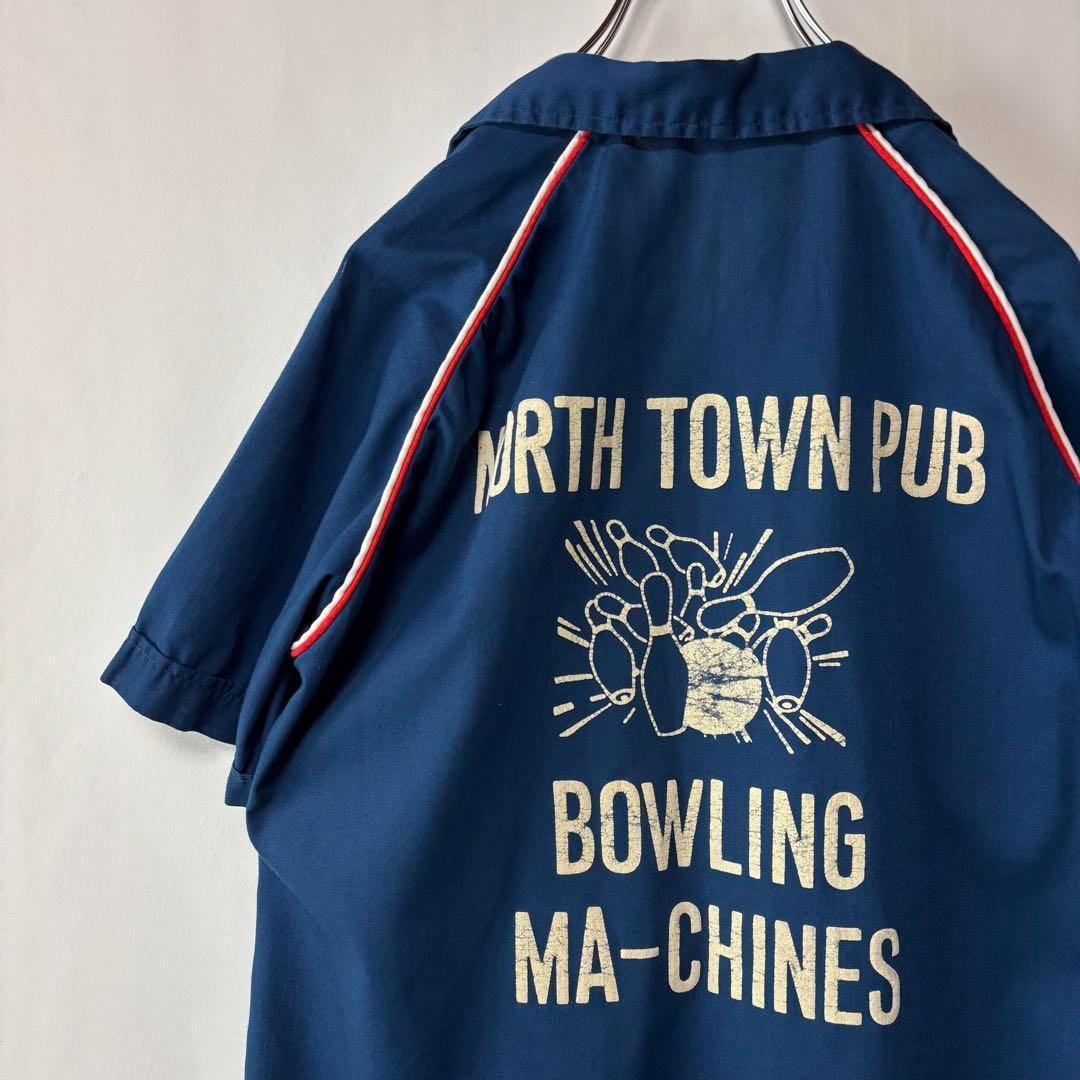 USA製　ヒルトン　ボーリングシャツ　半袖シャツ　サイズ38　ブルー　アメカジ