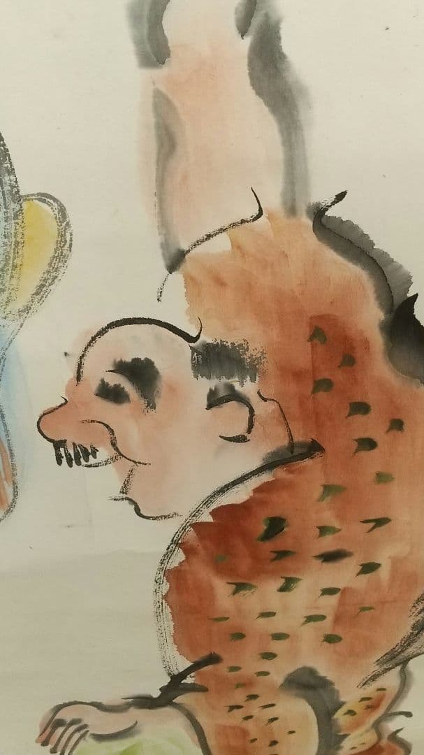 岡本一平 ピアノ 漫画 マンガ 紙本掛軸人物 岡本太郎の父