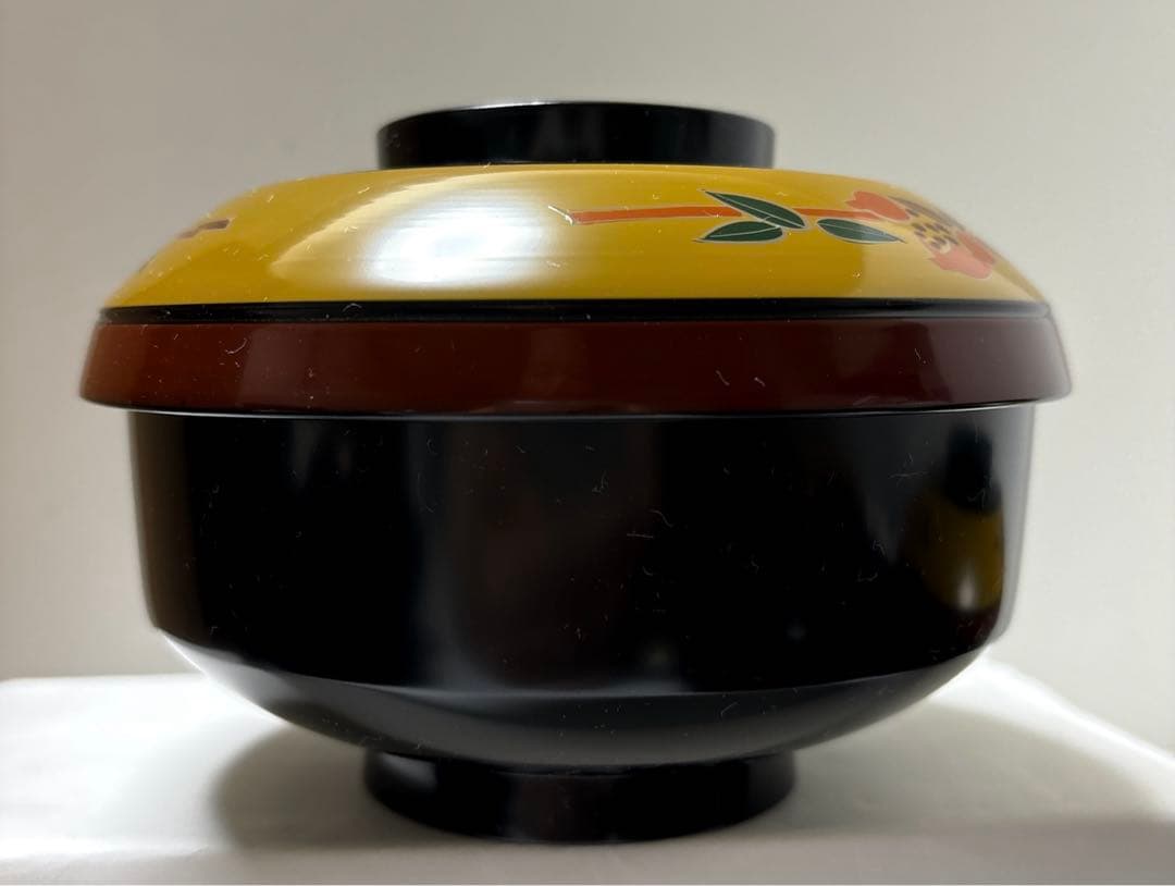 木製漆器　山人艸果蒔絵　煮物椀　山中塗　蓋付煮物椀五客揃い　アンティーク高級漆器