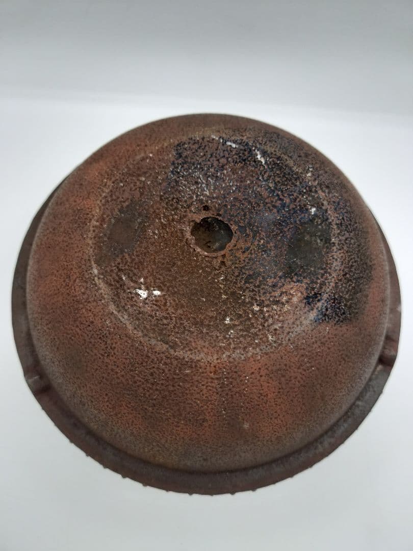 b505 唐銅 琉球風炉 田口霰釜添 釜谷浄越 木箱 茶道具 古物