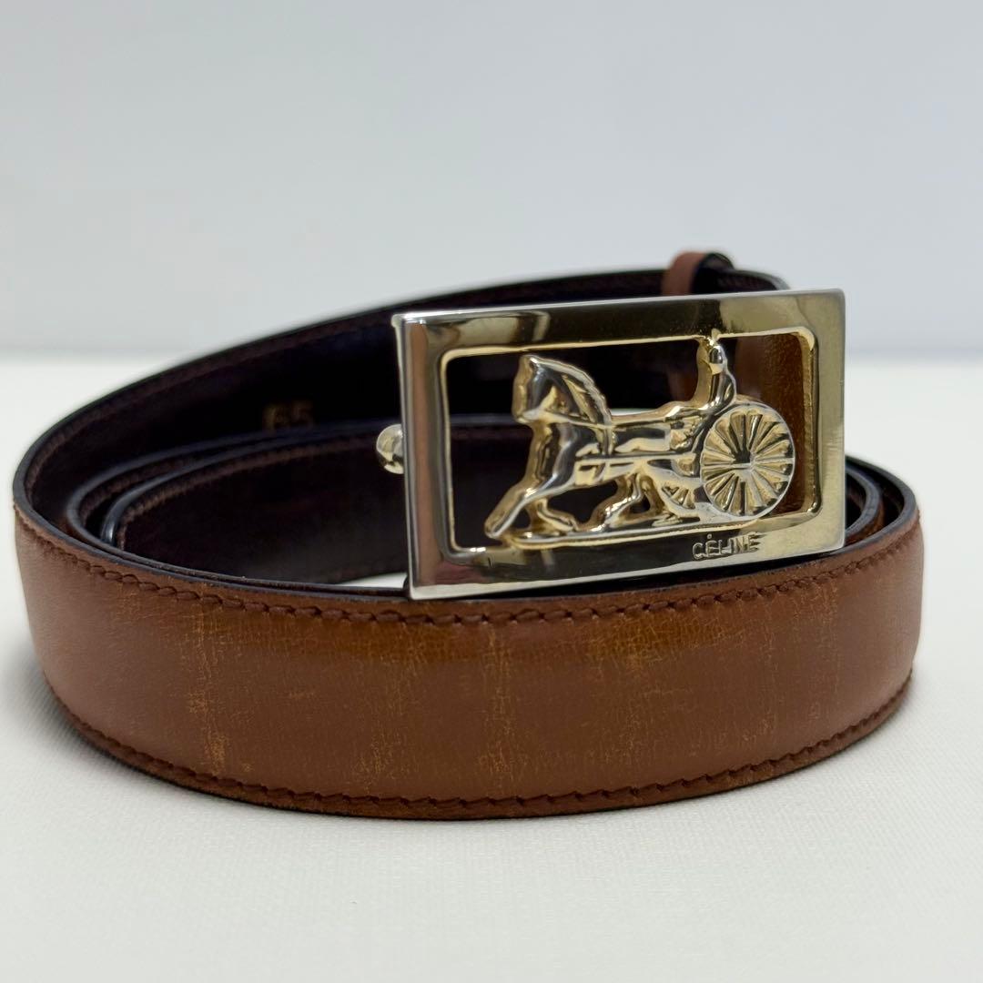 ✨良品✨セリーヌ ベルト 馬車金具 ゴールド金具 男女兼用 新品ベルト レザー