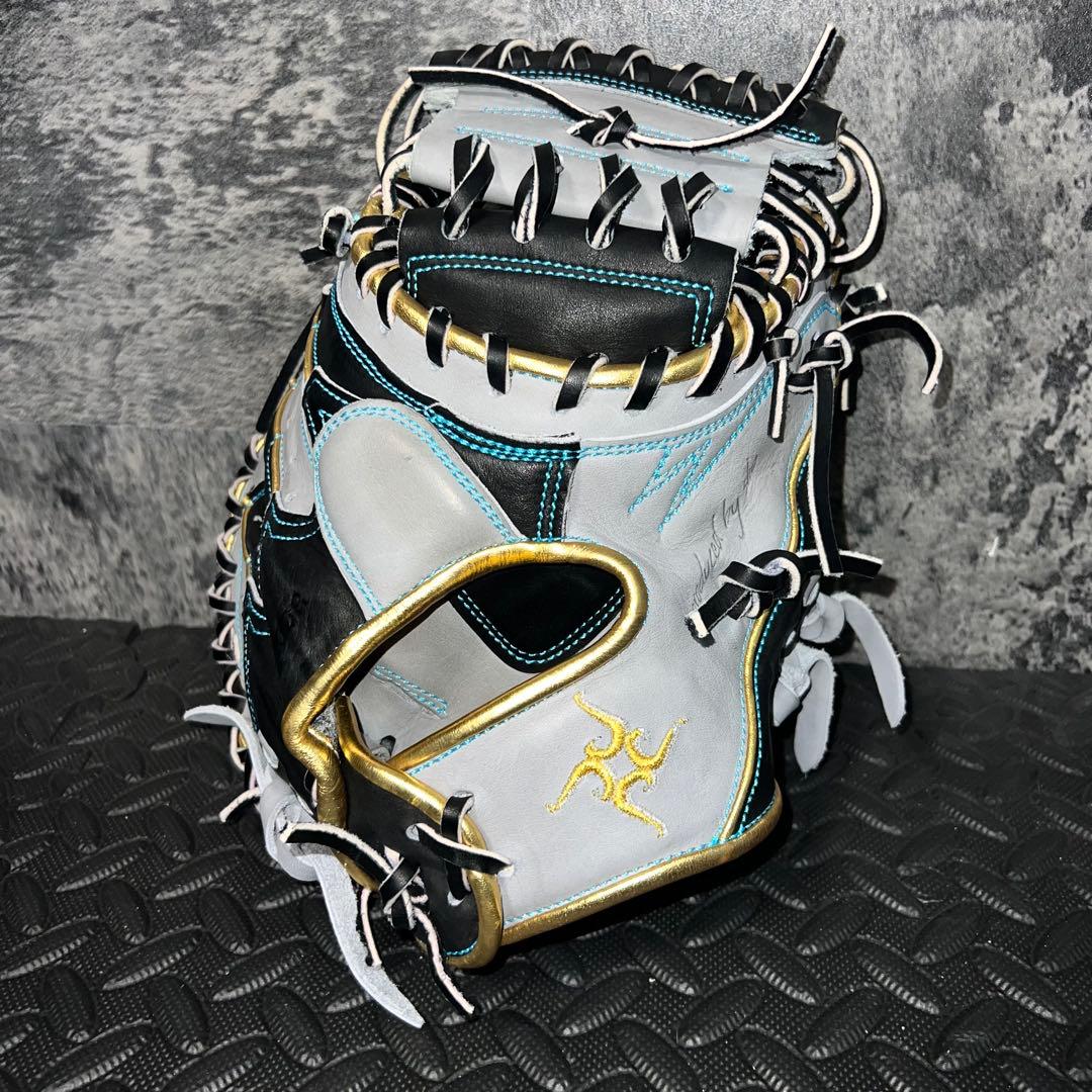 要ミット　KANAME　軟式野球用レザーグローブ ホワイト/ブラック/ゴールド