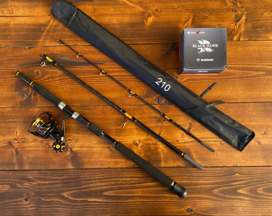 ジギングセット　船釣り　3P パックロッド　スロージギング　ブラック　7ft