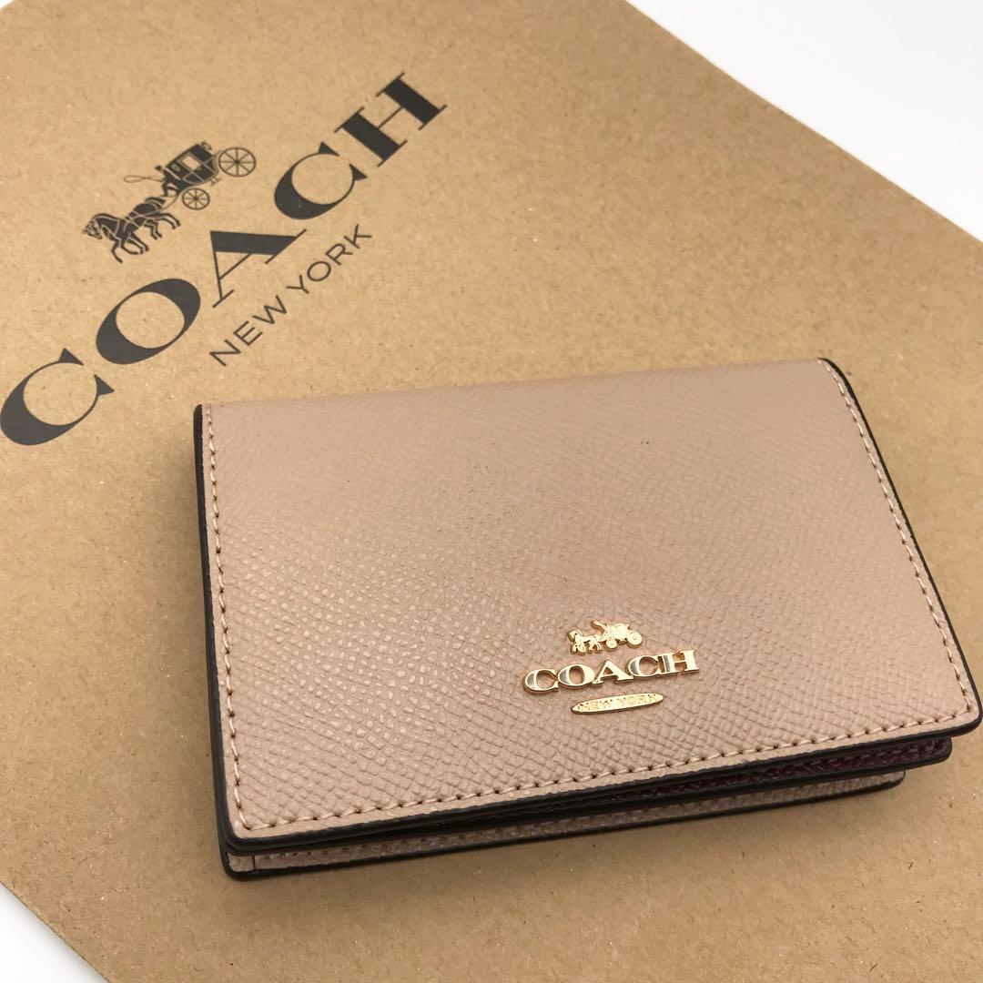 【COACH☆新品】☆ビジネス カード ケース☆名刺入れ☆レザー☆トープ