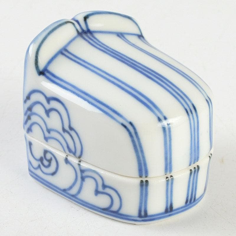 茶道具　平安　昭阿弥造　染付　冠香合　共箱　V　9338