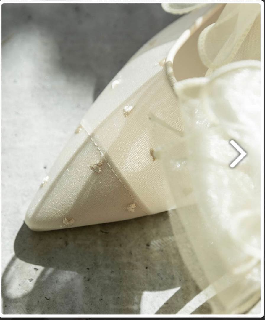 RANDA シフォンリボンハートミュールパンプス アイボリー　Sサイズ