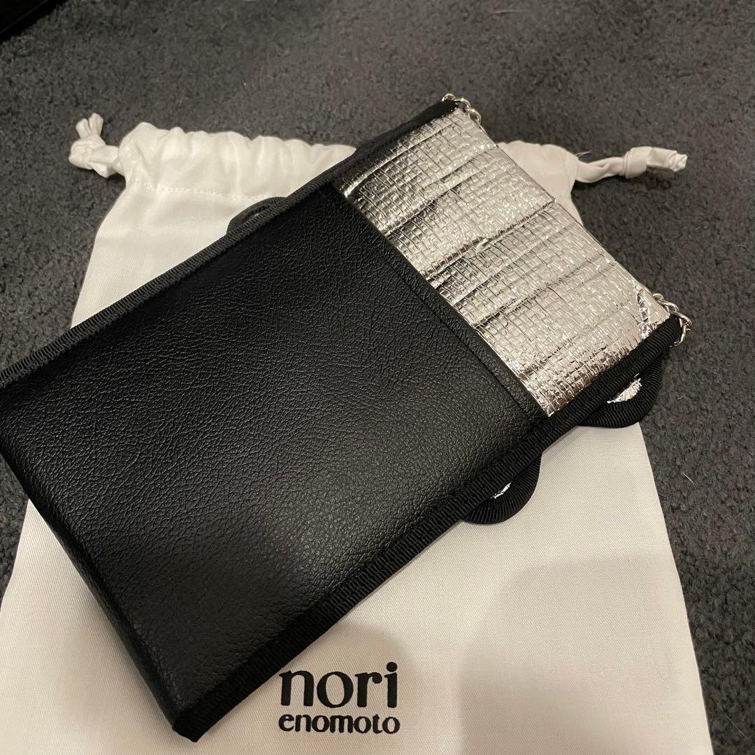 【美品】norienomoto スマホショルダー メタリック シルバー ブラック