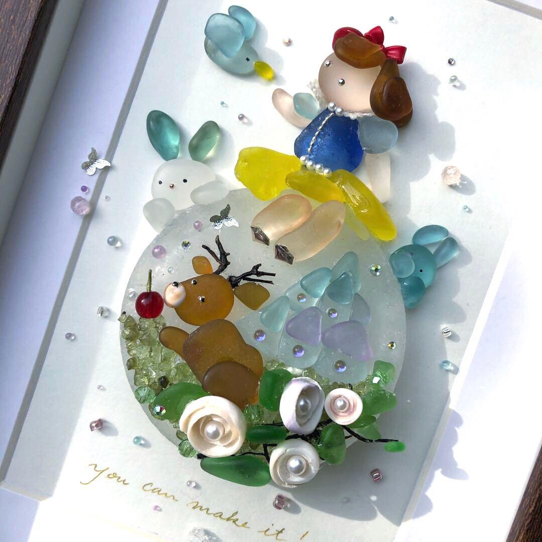 シーグラスアート ⭐️ ヒーリング 森のプリンセス キャッスル