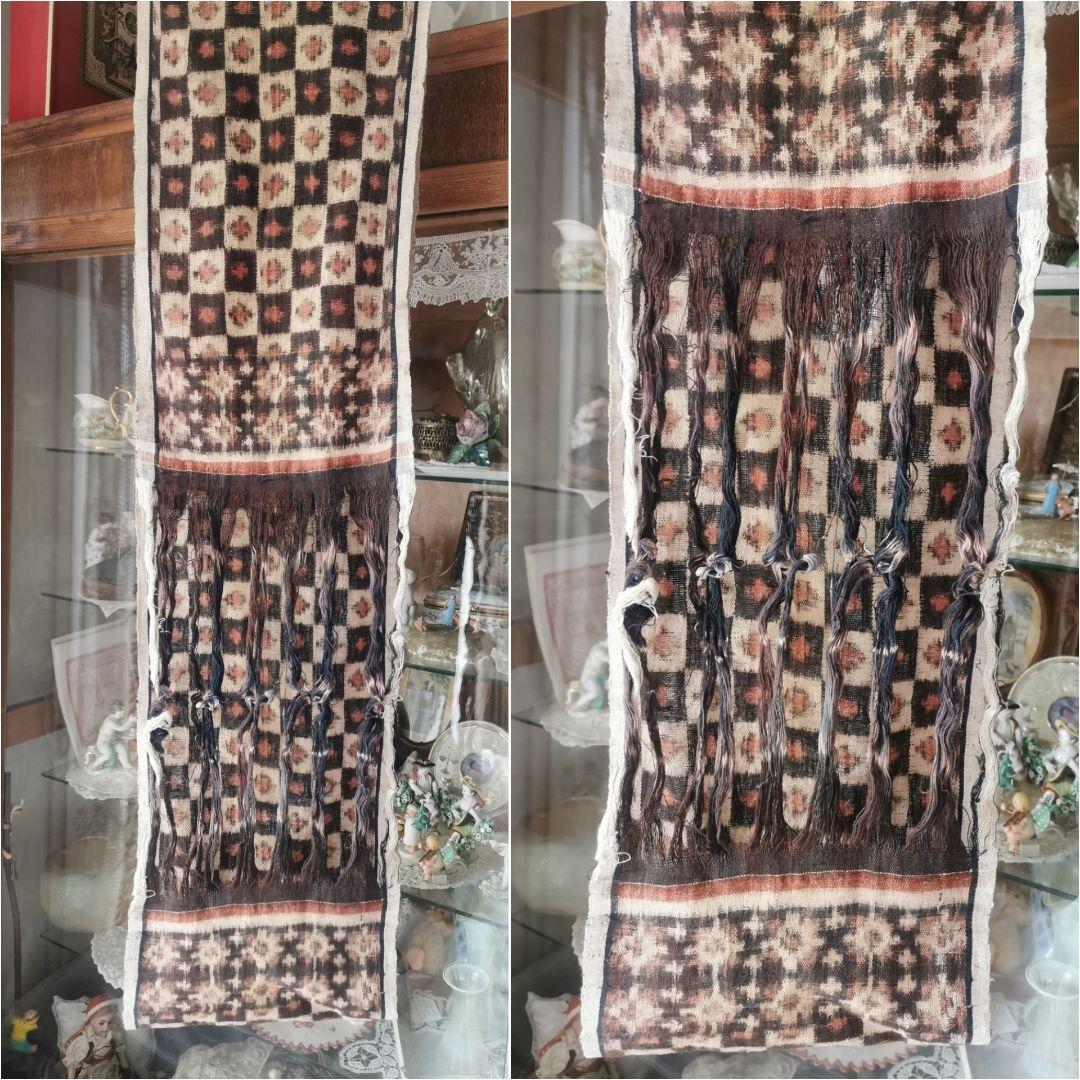 アンティーク 手染手織布 ダブルイカット バリ島グリンシン 無病息災歯のモチーフ