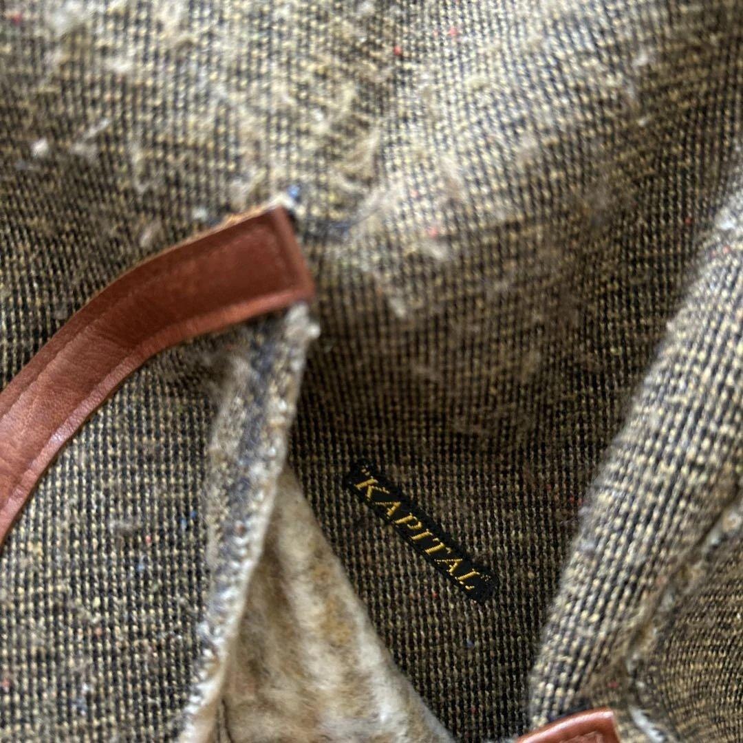 キャピタル ウール グレー ベスト ポケット口、レザー