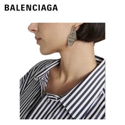 バレンシアガ 23SS ロゴフープ スターリングシルバー ピアス 片耳