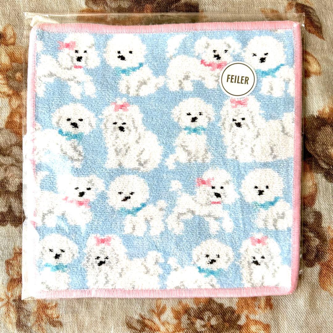 【WEB限定完売】FEILER モフモフワンチャン ハンカチ＆舟型ポーチMセット