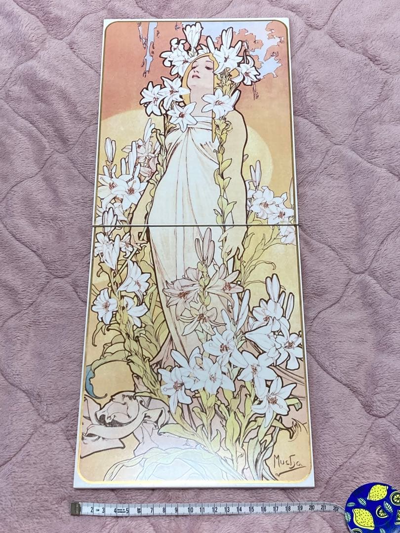 ☆超稀少☆【タイルセット】ミュシャ 〈四つの花〉リリー 百合