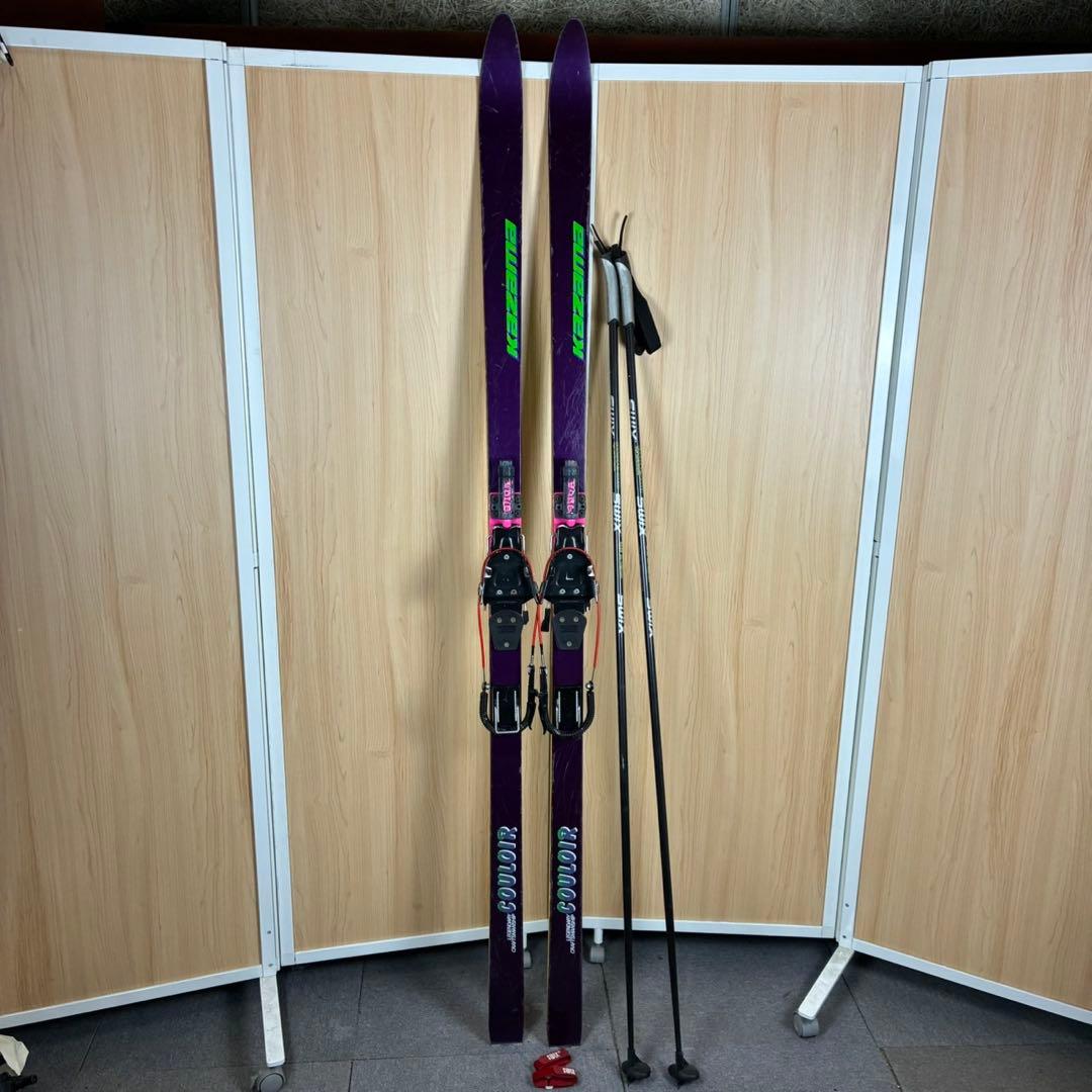 【送料込】KAZAMA テレマークスキー板　ポール　セット　山スキー