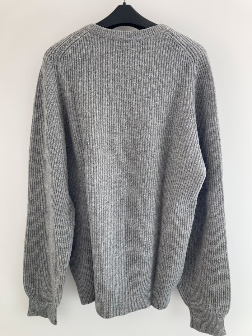 Glenmacグレー リブ編みセーター、スコットランド製