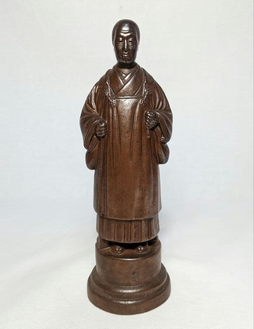 西村春湖 備前焼 奥村五百子像 春湖苑識箱 陶像 陶器人形 人物像 在銘 置物