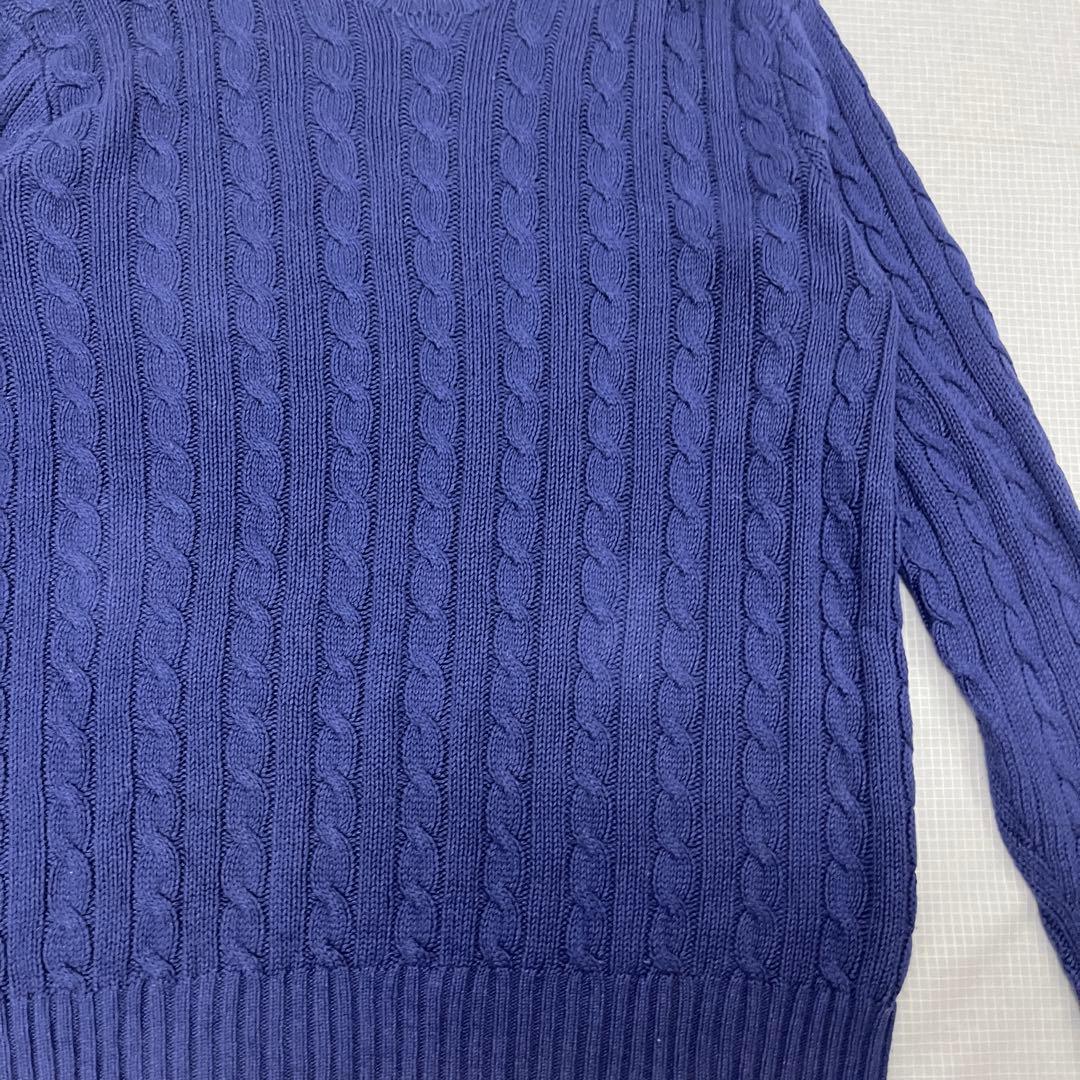 【極上シルクリネン】ポロラルフローレン ケーブルニット 紫紺 XLT 身幅76