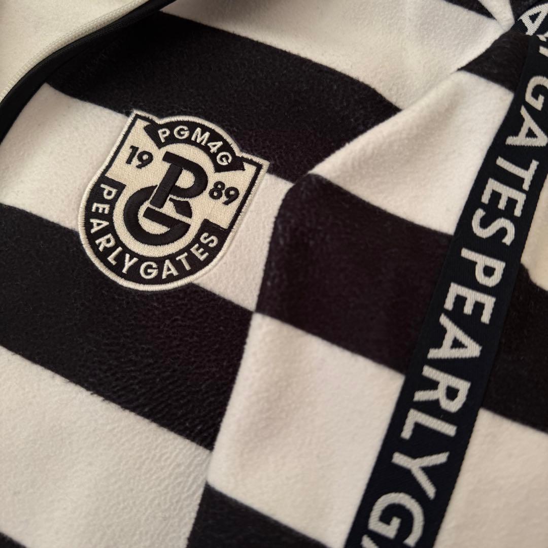 パーリーゲイツ　ジャケット　ブルゾン　フリース　白　紺　M〜L相当　ボーダー柄