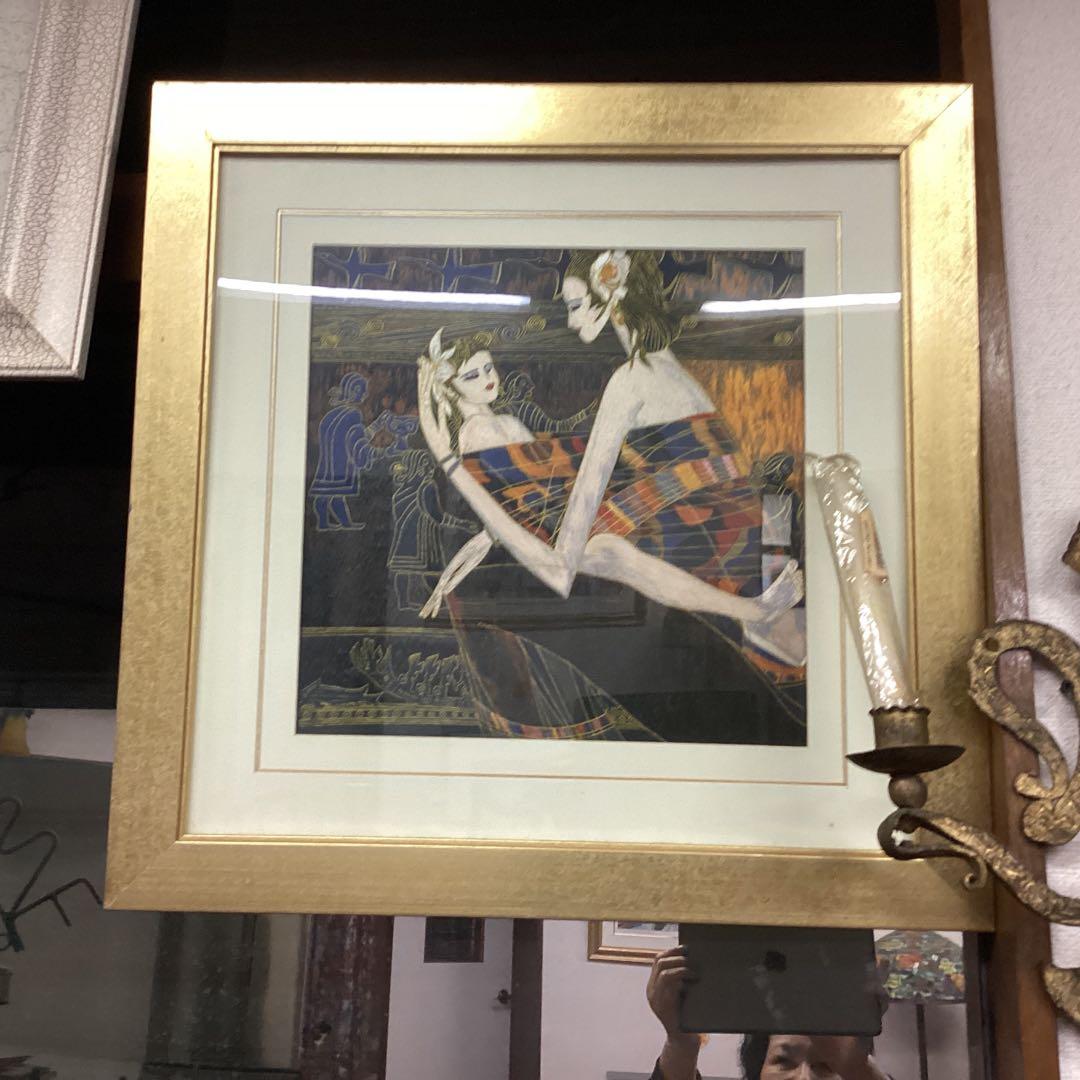 中国刺繍　タイトル「母と子」モチーフテインシャンクワン　　保証証ありー