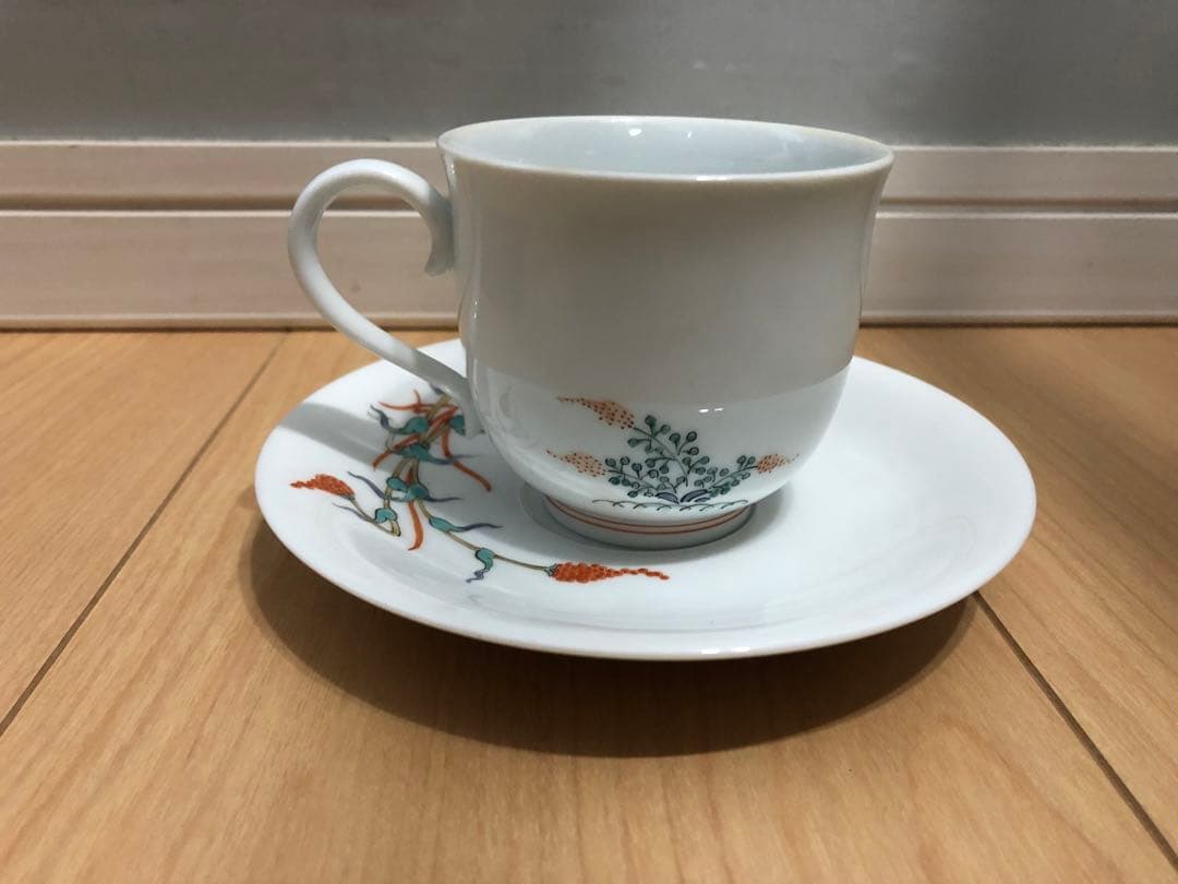 十四代柿右衛門　珈琲碗　コーヒーカップ　錦　粟鶉文