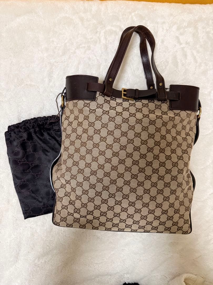 GUCCI グッチ 保存袋付 GGキャンバス ショルダーバッグ トートバッグ