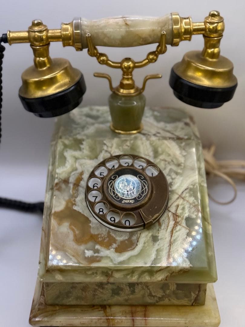 NIKKO ダイヤル式電話 日興電機製作所 1985年製 アンティーク 大理石