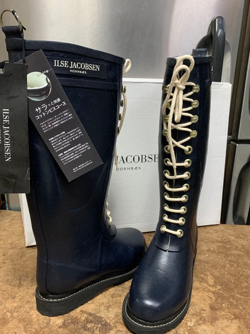 34 未使用 イルセヤコブセン デンマーク レインブーツ 内起毛 レインシューズ