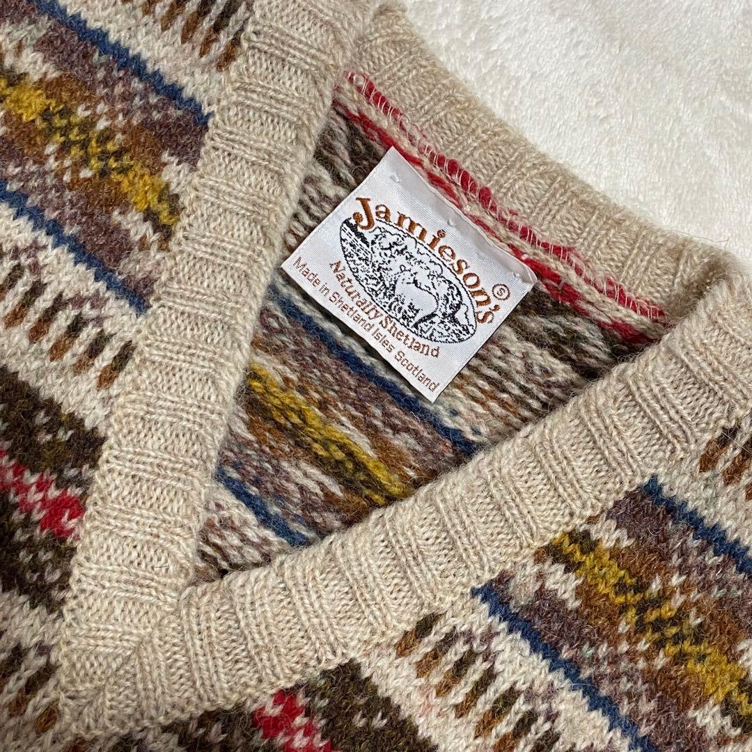 Jamieson's フェアアイル バーズアイ Vネック ベスト S