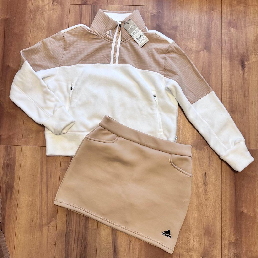 クロップド丈　フリース　ダンボールニット　スカート　セットアップ　ベージュ　春秋