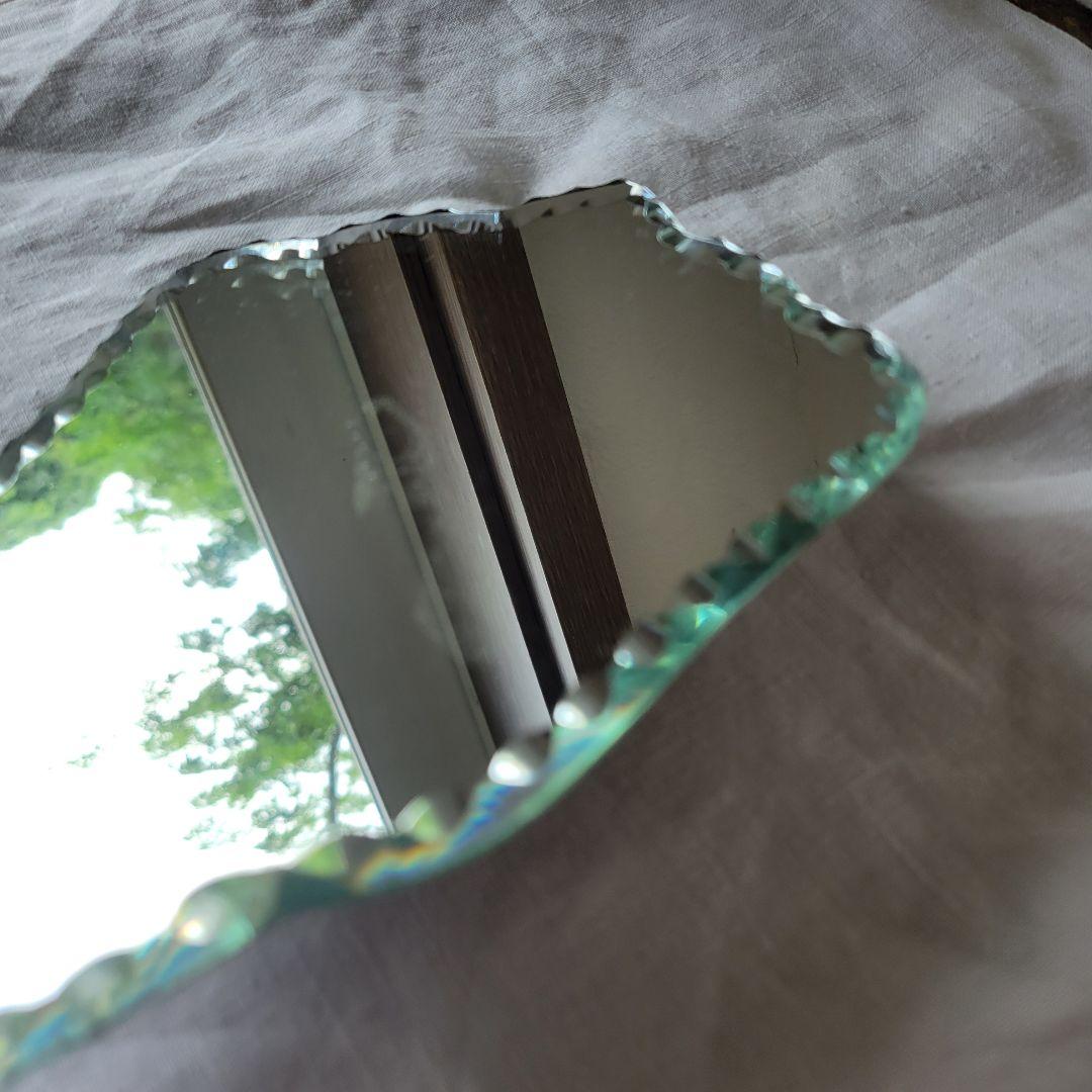 フランス　アンティーク　ハンドミラー　ガラストレイ　A