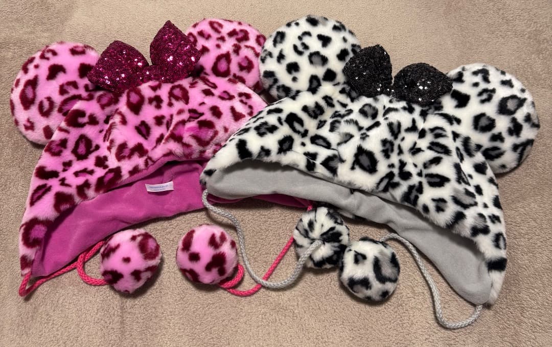 ヒョウ柄ミッキーマウス風帽子2点セット　　値下げ可能なのでよろしくお願いします！