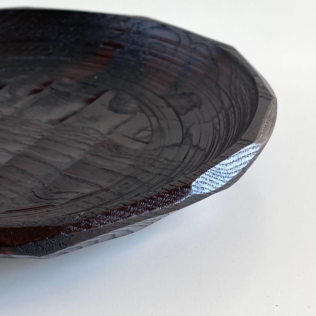 二代目村瀬治兵衛 沢栗大盆 千菓子器 本漆塗り 木彫り 漆器 丸盆 民芸品