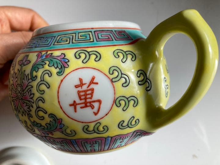 古陶器　景徳鎮 萬壽無疆 急須 中国茶器　お祝い品